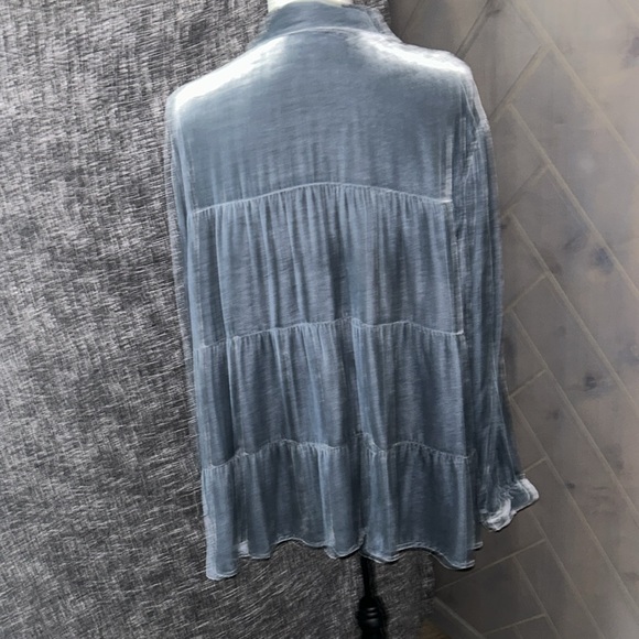 Gray blue velour tiered a line J Jill, long sleeved tunic - Picture 3 of 5